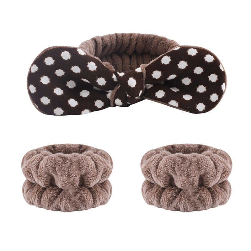 Amazon Plush Headband Wristband Set Face Washing Absorbent Headband Cartoon Cute Waterproof Hairband Wholesale
