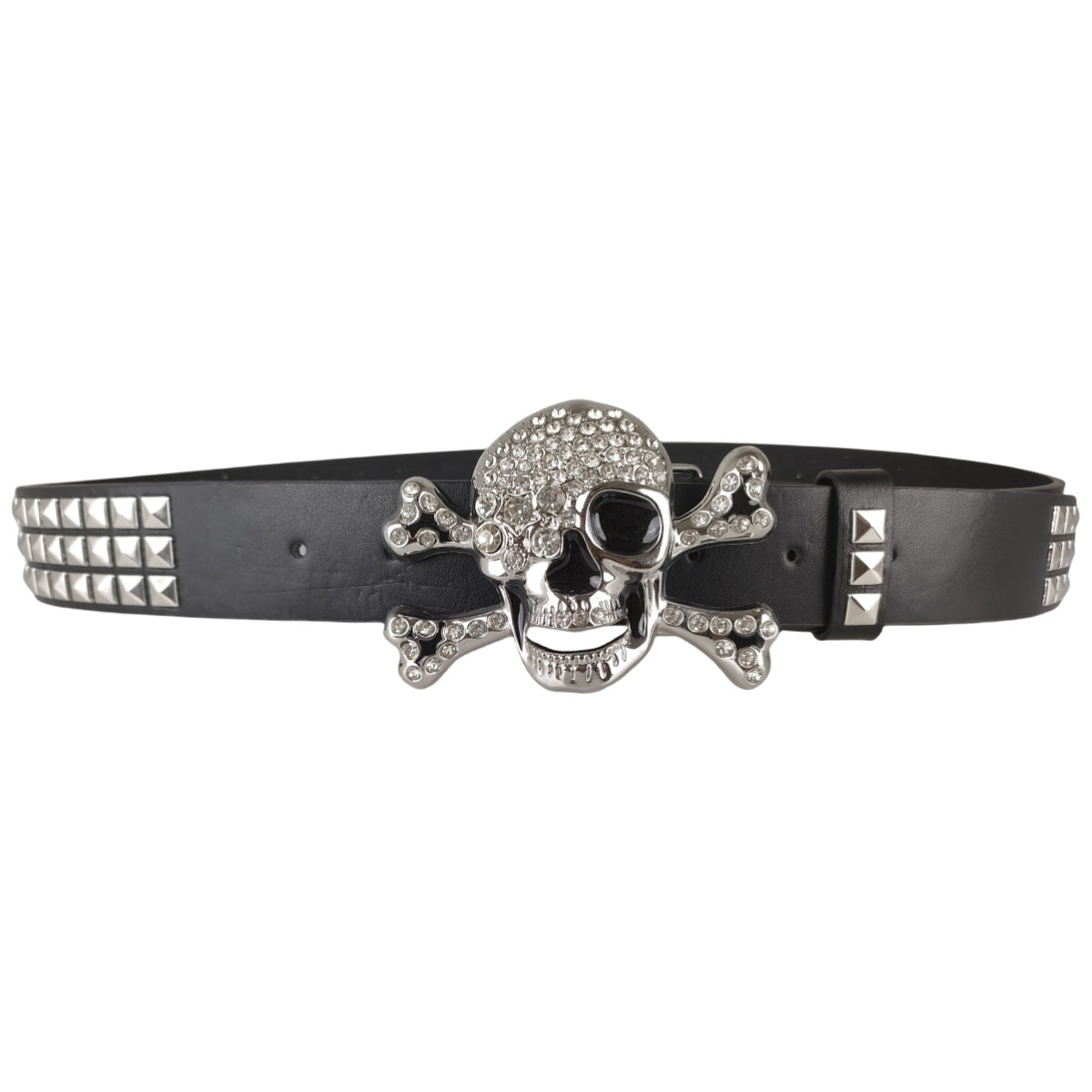 Big Skull Hip Hop Alloy Rivet Square Beads Pyramid Distinctive Belt Women's All-match Decorative High-grade Sense Belt