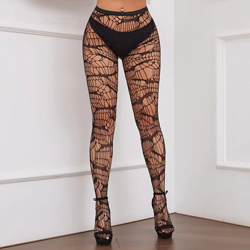European and American fashion cross-border plus size sexy fishing net hollow jacquard women's rhinestone pantyhose Amazon factory wholesale
