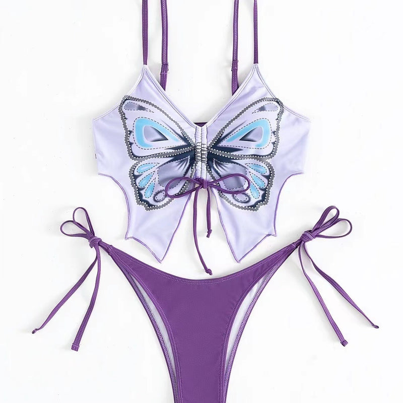 2025 new European and American bow ins style split bikini bikini sexy swimsuit cross-border foreign trade wholesale
