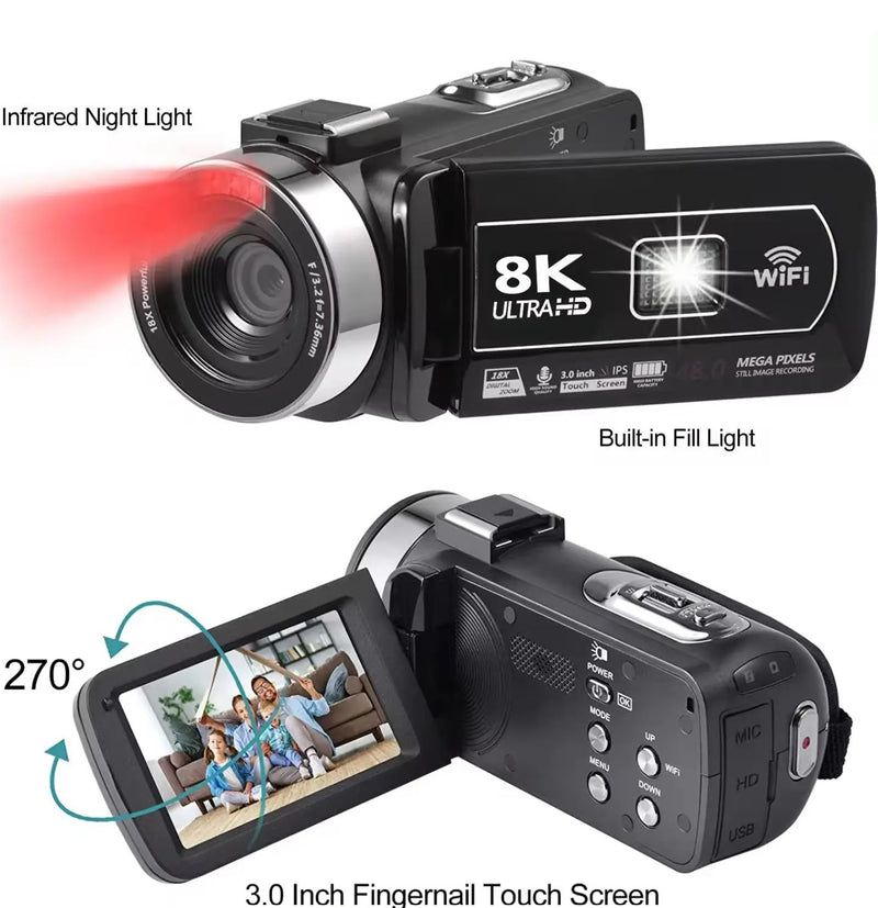 Cross-border 8KWIFI HD digital camera touch screen handheld automatic video travel wedding VLOG digital camera
