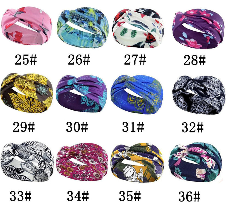Bohemian Yoga Sports Headband Women's Elastic Non-Slip Wide Headband Exercise Running Sweat-Absorbent Women's European and American Headband