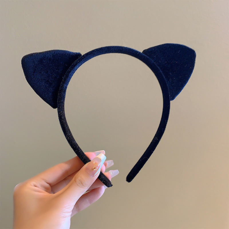 Bow cat ears plush headband face washing hair pressing non-slip headband sweet cute hair bundle children hairpin headdress