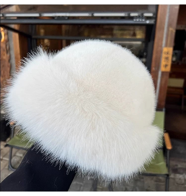 Fox Ear Hat and Scarf All-In-One Hat for Women in Winter, Cute Plush Fleece-Lined, Thickeneded and Warm, Two-Piece Set with Scarf