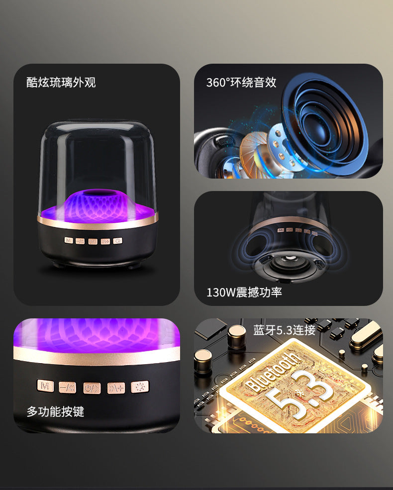 Fully Certified Cross-Border Popular V7 Harman Glass 4 Subwoofer Desktop Rgb Mini Card Wireless Bluetooth Speaker