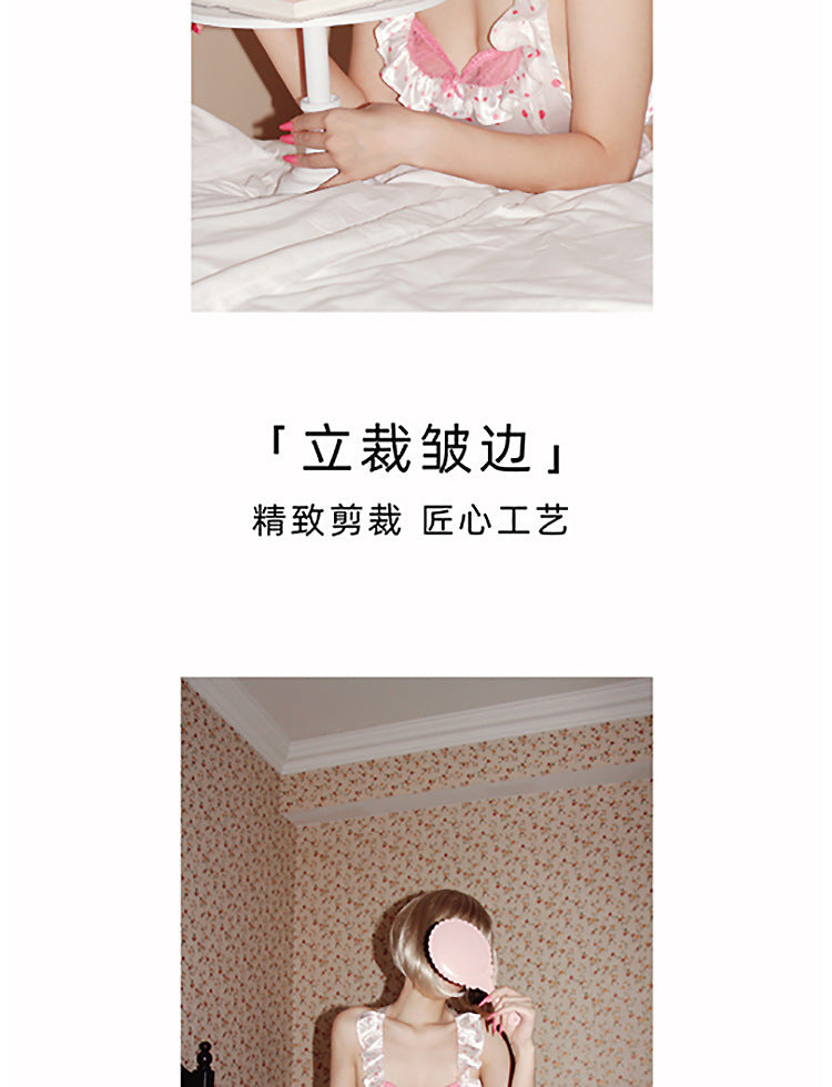 Sexy Lingerie 2024 New Sexy No Polo Dot Kitchen Apron Maid Dress Sexy Uniform cosplay Women
