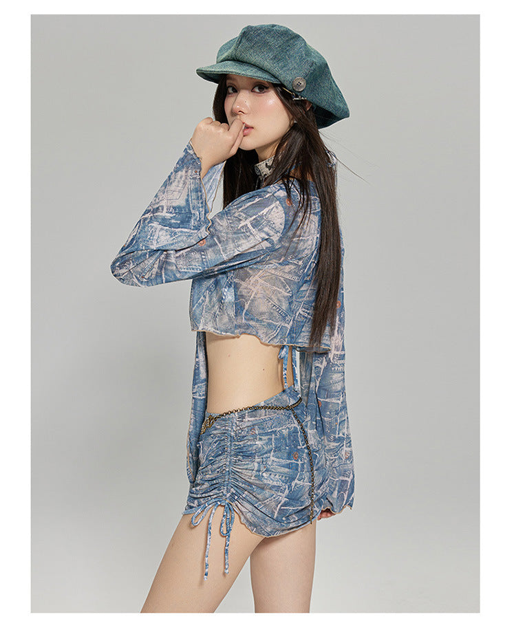 2024 New Korean Style Split Four-Piece Swimsuit, Feminine Small Breasts, Pure Desire, High-End Bikini Hot Spring Swimsuit