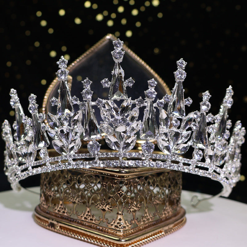 Bride Crown Princess Queen Accessories Wedding Dress Alloy Head Crown Headwear Premium Hair Accessories Wholesale Birthday Wedding Cross Border