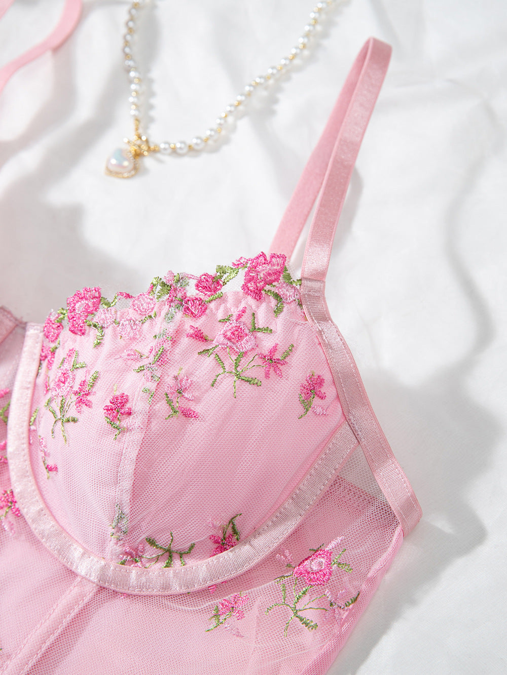 Cross-border Explosions Embroidered Floral Small Sling Fishbone Three-breasted Adjustable Corset Jacket INS Style
