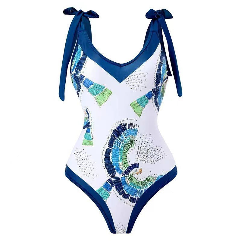 bikini Lace-Up Swimsuit Long Dress Chiffon bikini Southeast Asia Mesh Sexy One-Piece Swimsuit Women European and American