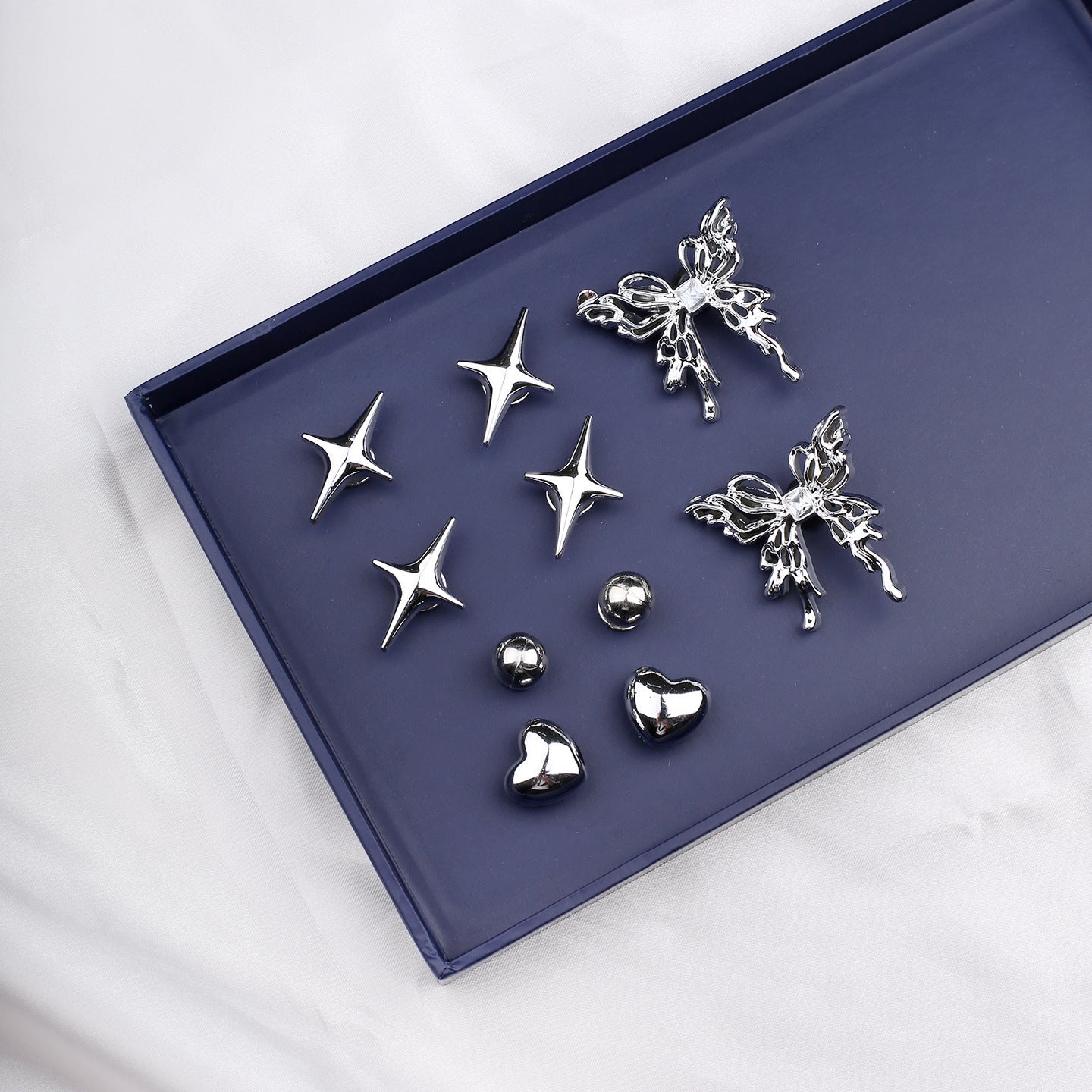 Silver Hole Bow Accessories Shoe Buckle Dark Shoe Flower Decoration Removable Creative DIY Accessories