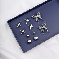 Silver Hole Bow Accessories Shoe Buckle Dark Shoe Flower Decoration Removable Creative DIY Accessories