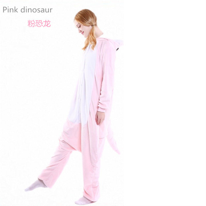 Special offer cartoon animal one-part pajamas pink pig adult autumn and winter cross-border flannel new men's and women's home clothes couple
