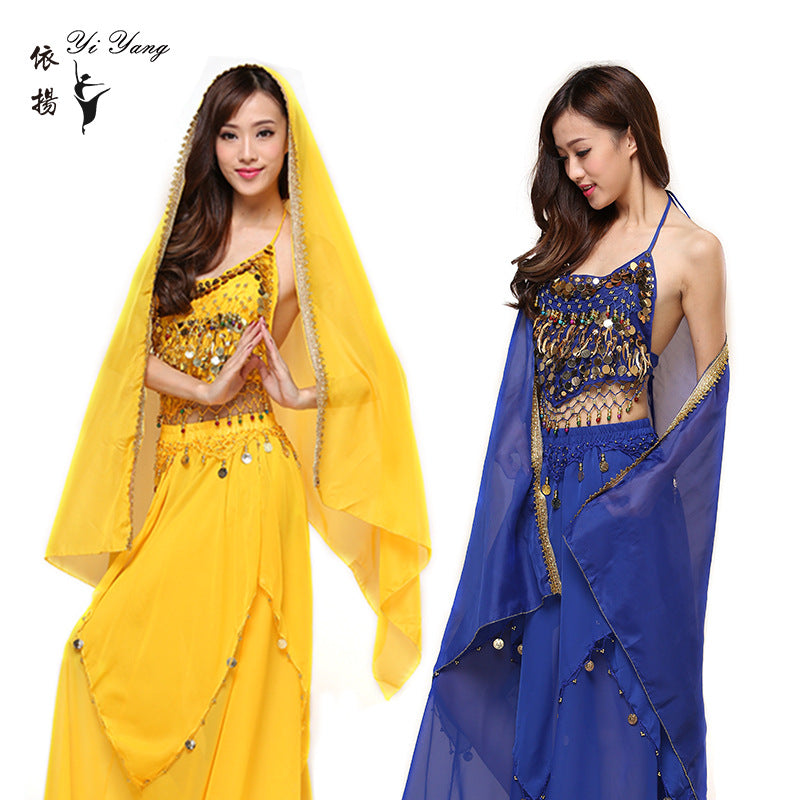 New Indian Dance Costume National Wind Xinjiang dance belly dance performance costume adult hanging coin skirt suit