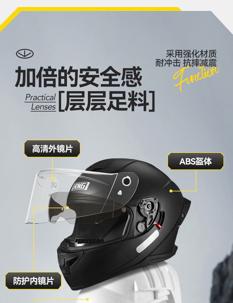 New National Standard 3C/Dot Certified Motorcycle Helmet Dual Lens with Bluetooth Headset Glasses Slot Full Face Motorcycle Helmet