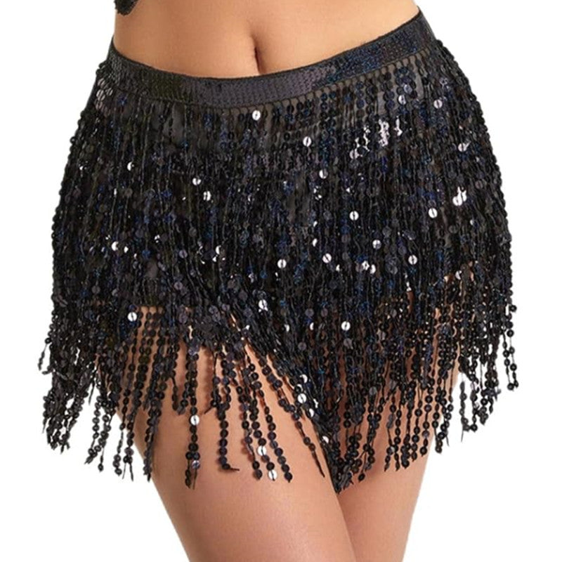 Halloween costume belly dance waist chain new four-layer sequins tassel belt waist towel hip towel skirt skirt skirt wholesale