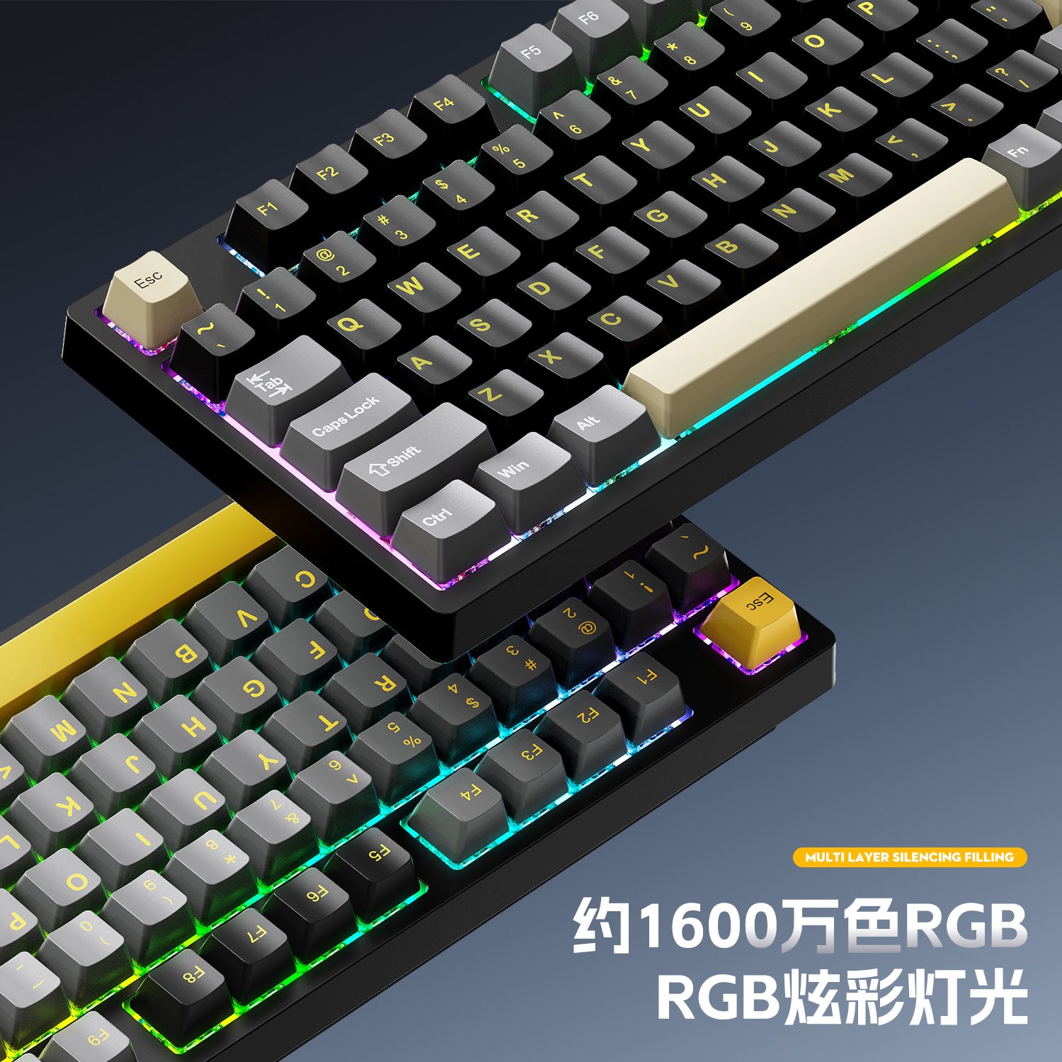 Cracked K98 Customized Mechanical Keyboard E-Sports Office Game Hot-Swappable Rgb Wireless Bluetooth Three-Mode Keyboard