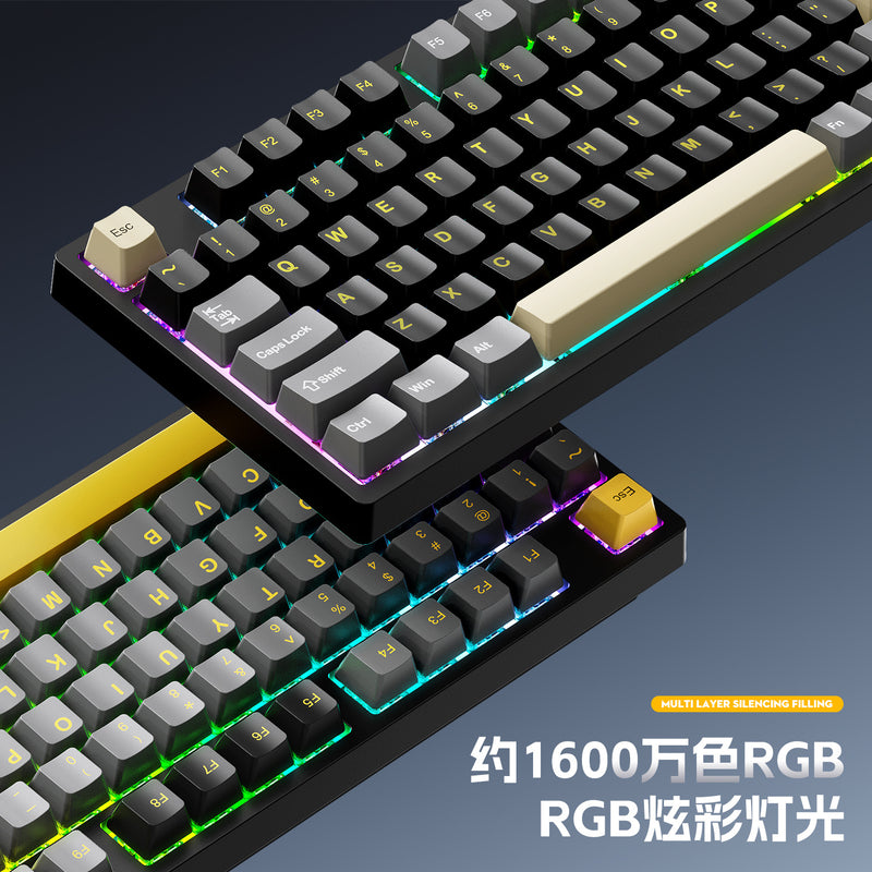 Cracked K98 Customized Mechanical Keyboard E-Sports Office Game Hot-Swappable Rgb Wireless Bluetooth Three-Mode Keyboard