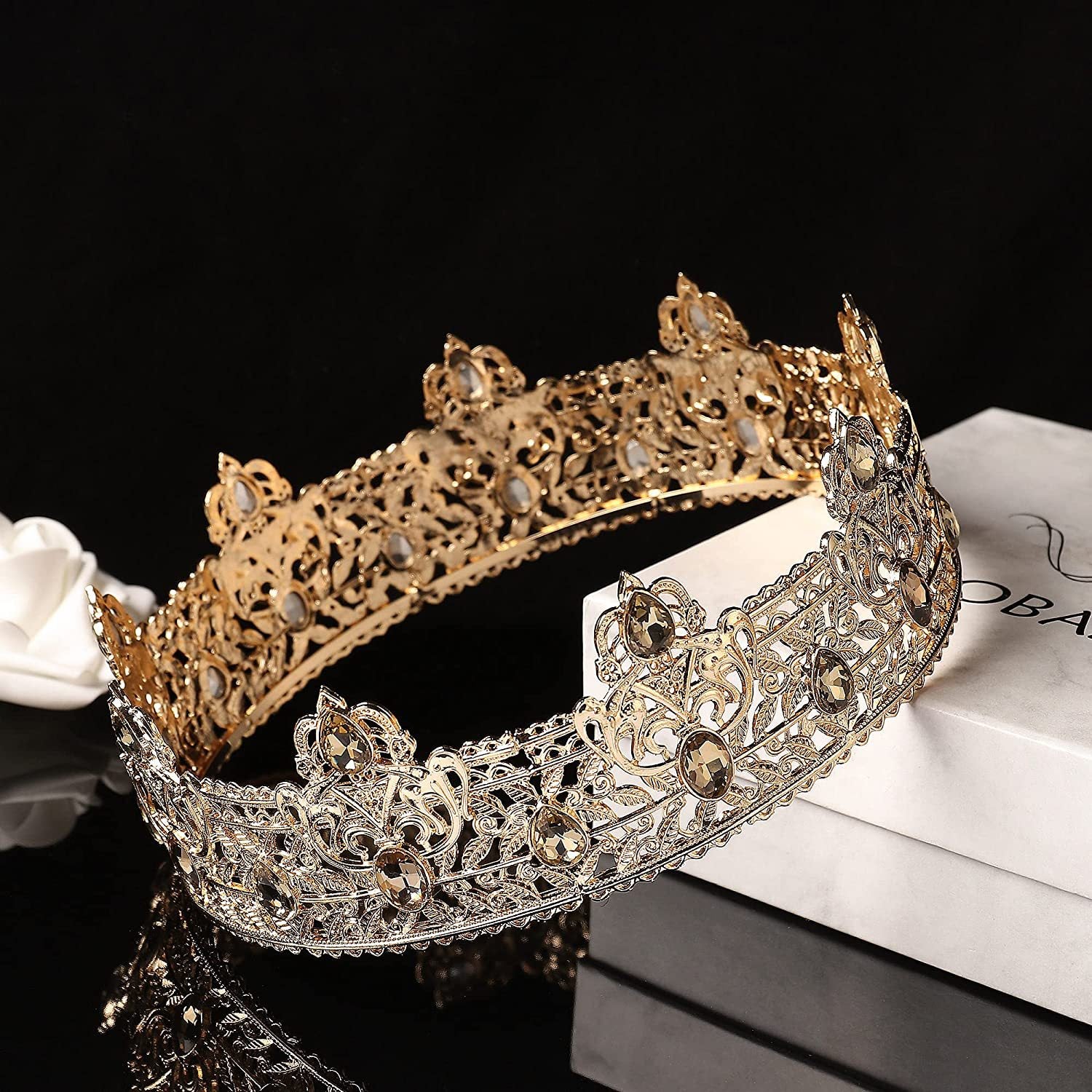 Men's golden king crown headdress adult birthday crown stage opera performance unisex round crown wholesale