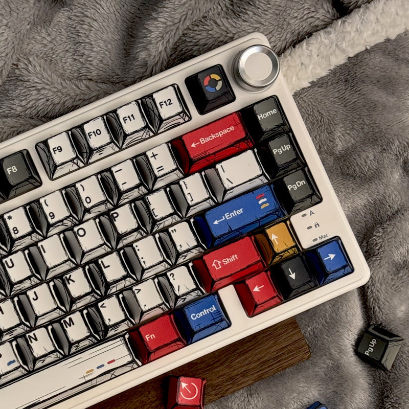 Gundam Comic Hundred Mixed Lamp Key Cap Original Height 136 Key Full Set Classic Simple Mechanical Keyboard Key Cap Key Meow