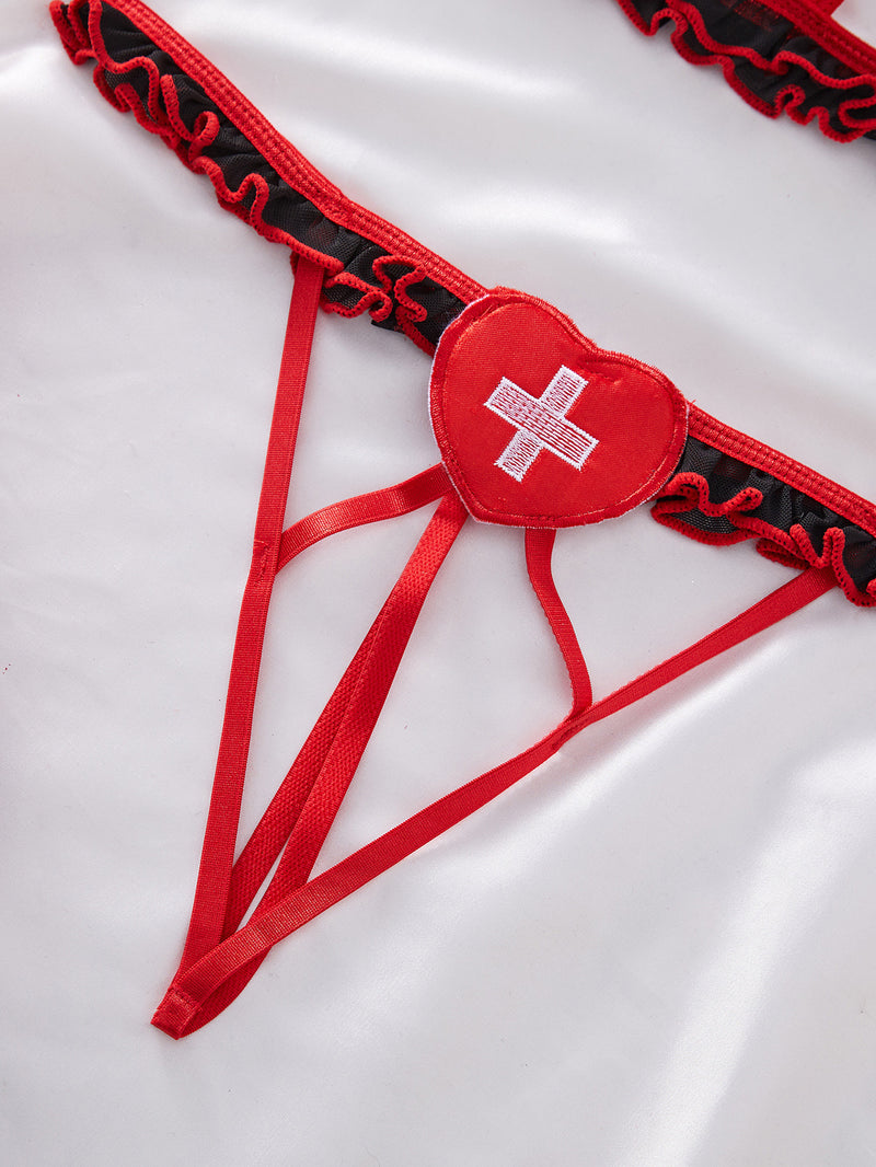 Cabano Cross-Border European and American Sexy Intimates Set Flirting Temptation Webbing Nurse Cos Uniform Cosplay Female