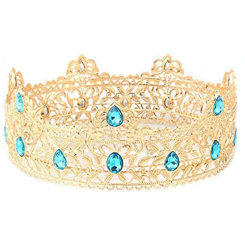 Men's golden king crown headdress adult birthday crown stage opera performance unisex round crown wholesale
