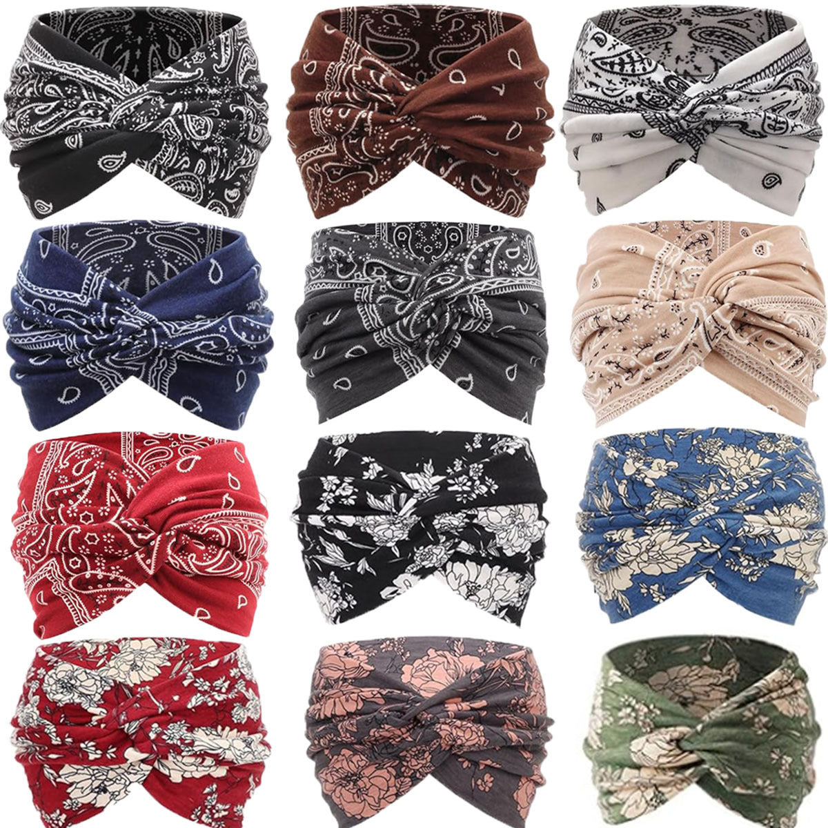 Bohemian Yoga Sports Headband Women's Elastic Non-Slip Wide Headband Exercise Running Sweat-Absorbent Women's European and American Headband