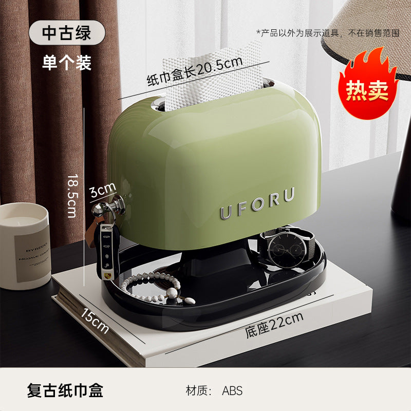 Creative Tissue Box Household Multifunctional Earphone Rack Large Capacity Built-in Spring Easter Island Moai Stone Tissue Box