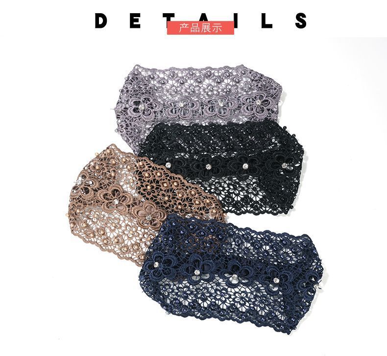 Cross-border Explosions Hollow Hair Band Nail Beads Shake Voice Internet Celebrity Wide-brim Pressing Hair Covering White Hair Headband Female Headwear Headband Hair Band