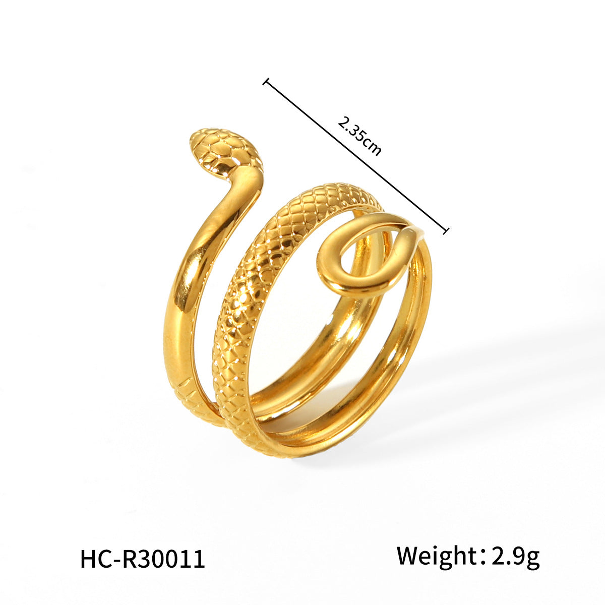 Ins style European and American cross-border 18K gold stainless steel snake ring female temperament all-match titanium steel ring non-fading jewelry