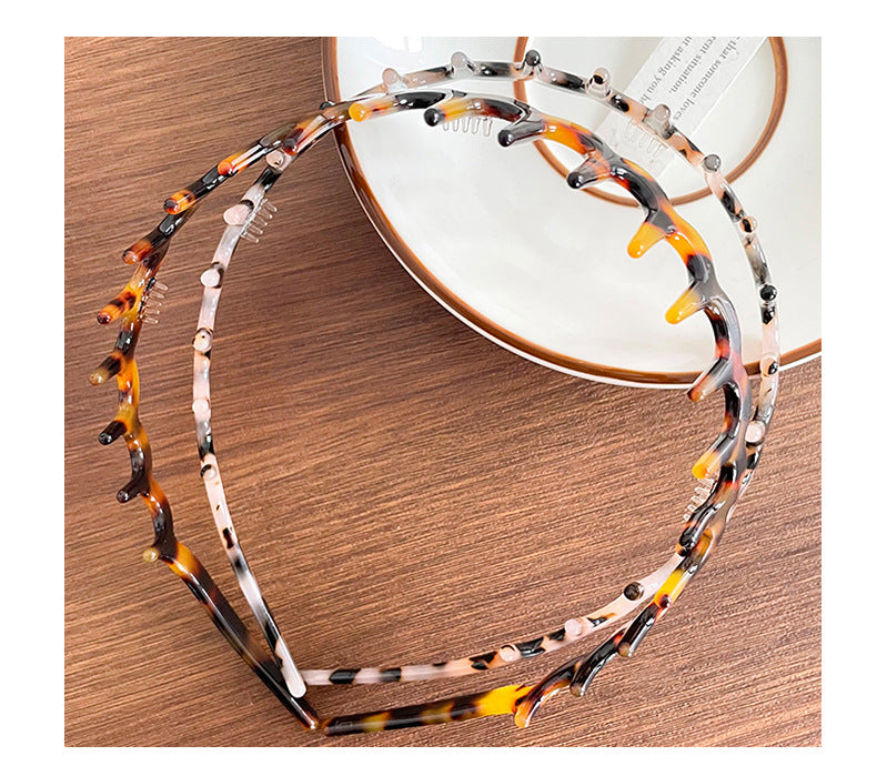 High Cranial Top Non-slip Toothed Headband Women's 2024 New Out-of-the-way Press Hair Clamp Wide-brimmed Hair Finishing Wash Face Headband