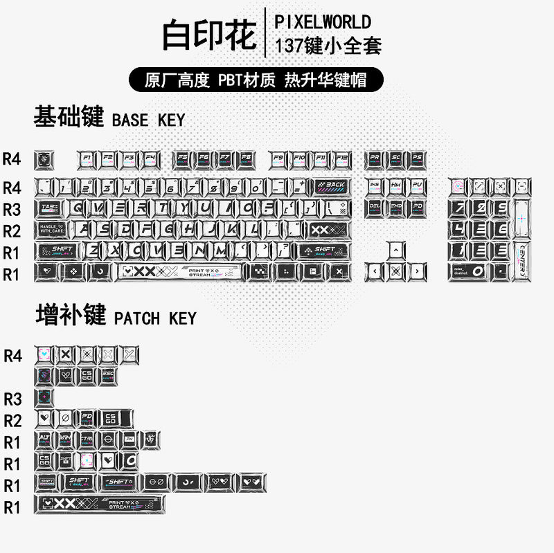 Gundam Comic Hundred Mixed Lamp Key Cap Original Height 136 Key Full Set Classic Simple Mechanical Keyboard Key Cap Key Meow