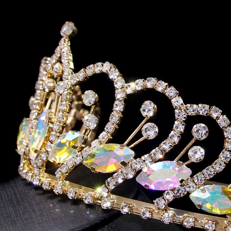 European and American rhinestone wedding bride crown fashion metal wedding beauty pageant hairband girl crown headdress manufacturers wholesale