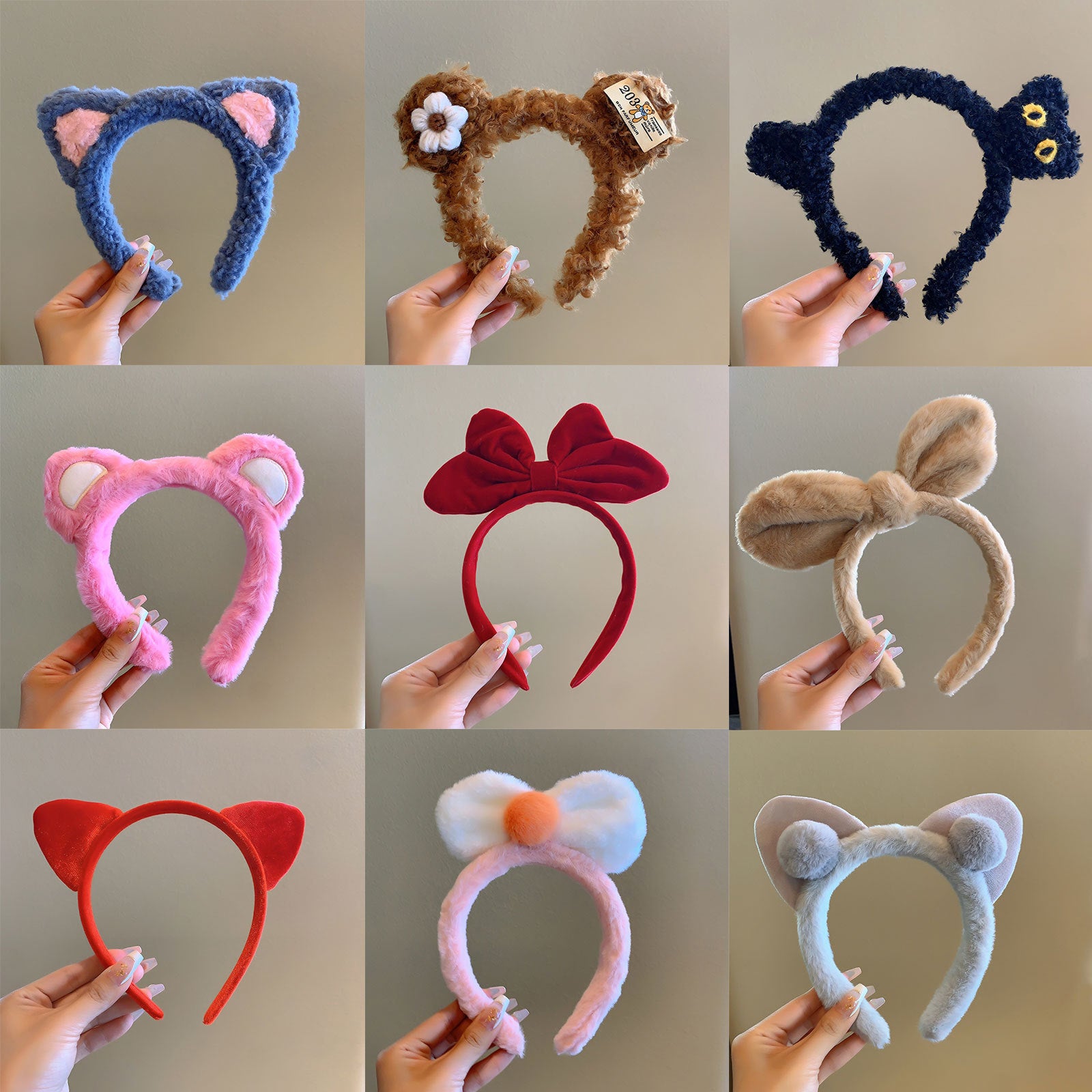Bow cat ears plush headband face washing hair pressing non-slip headband sweet cute hair bundle children hairpin headdress