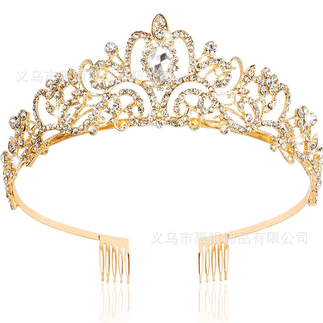 Hot sale crystal diamond bride wedding hair crown birthday headdress hair accessories ball crown car show performance headband