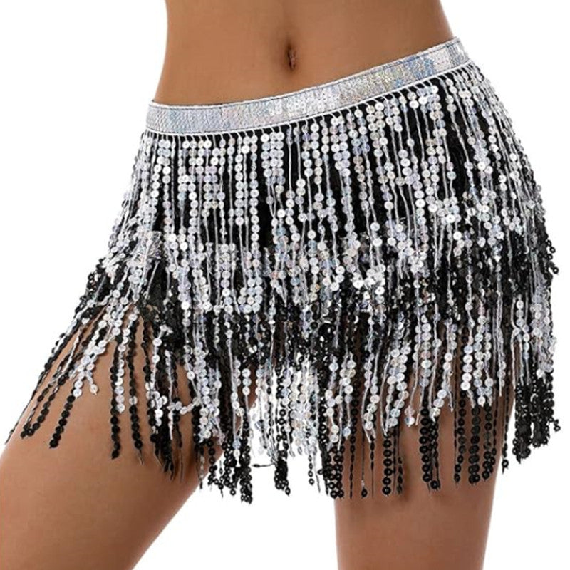 Halloween costume belly dance waist chain new four-layer sequins tassel belt waist towel hip towel skirt skirt skirt wholesale