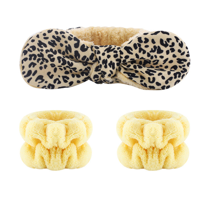 Amazon Plush Headband Wristband Set Face Washing Absorbent Headband Cartoon Cute Waterproof Hairband Wholesale