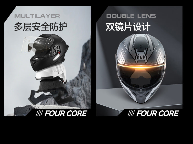 New National Standard 3C/Dot Certified Motorcycle Helmet Dual Lens with Bluetooth Headset Glasses Slot Full Face Motorcycle Helmet