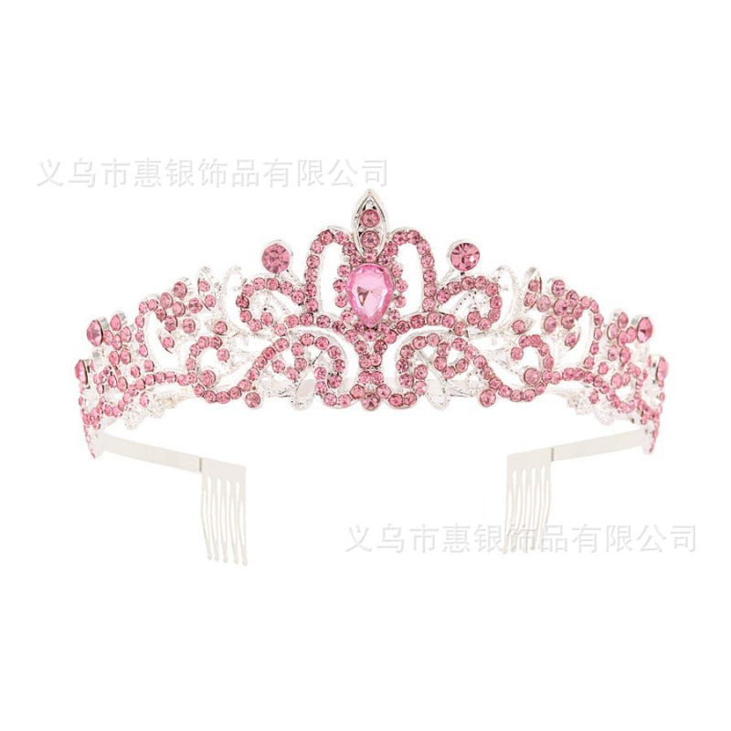 Hot sale crystal diamond bride wedding hair crown birthday headdress hair accessories ball crown car show performance headband