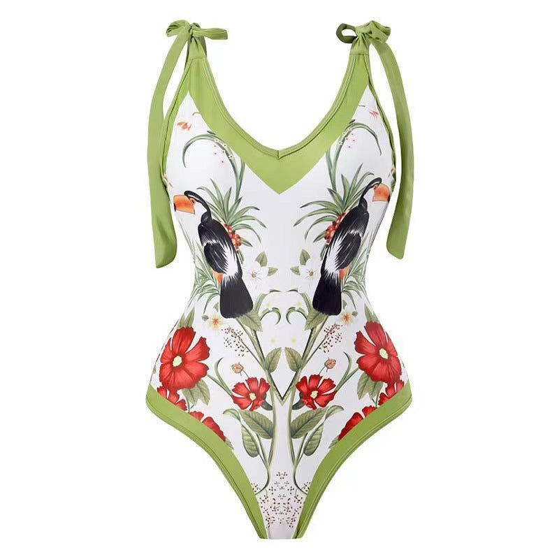 bikini Lace-Up Swimsuit Long Dress Chiffon bikini Southeast Asia Mesh Sexy One-Piece Swimsuit Women European and American