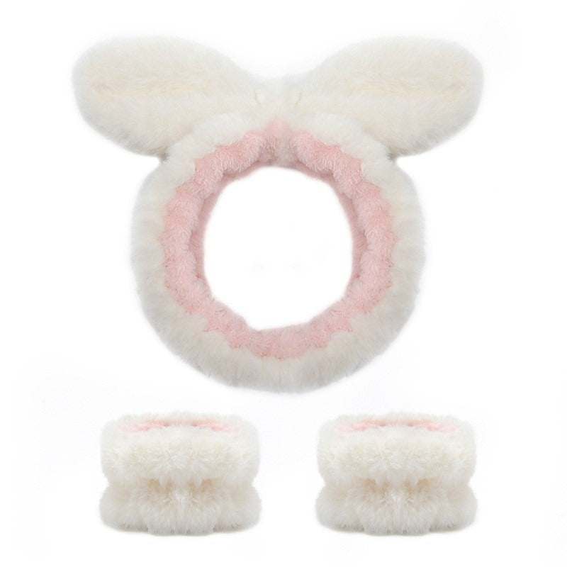 Amazon Plush Headband Wristband Set Face Washing Absorbent Headband Cartoon Cute Waterproof Hairband Wholesale