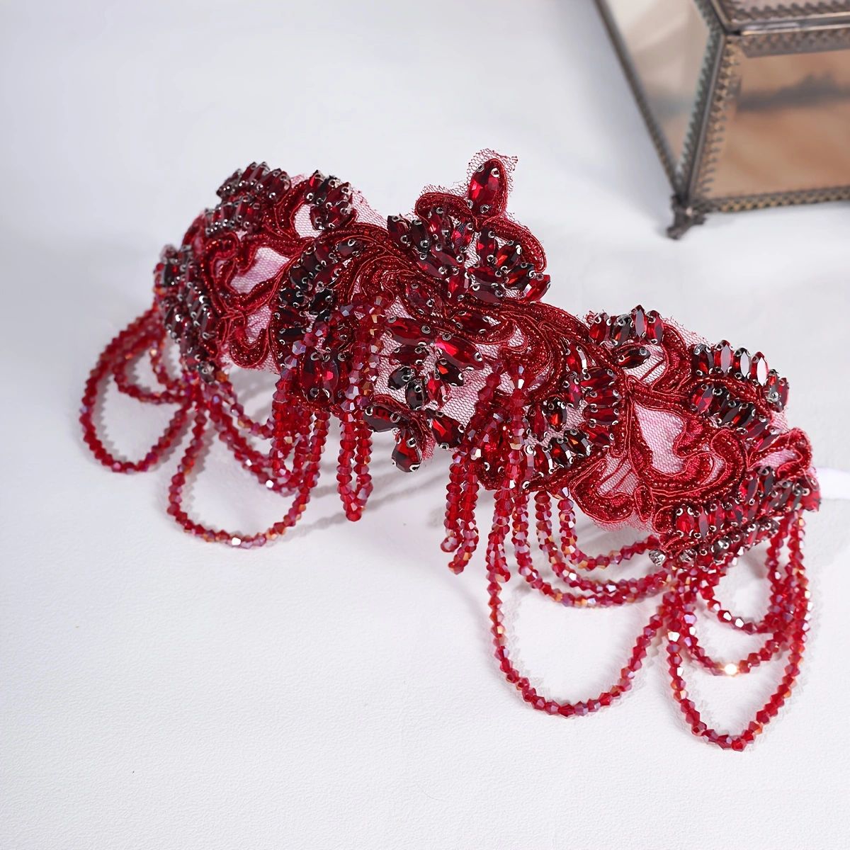 Original Design Light Luxury Full Diamond Tassel Crown Crystal Headband Heavy Industry Women's Ball Hair Accessories Wide Side Headband