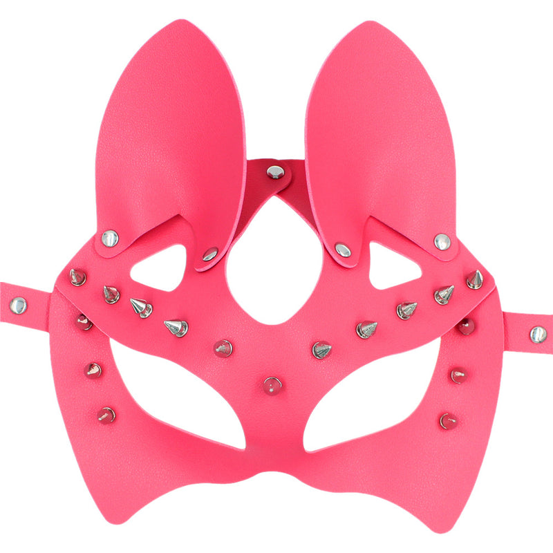 Sexy PU Punk New Halloween Queen Party Nailing Cat Face Mask Nightclub Prom Dress Up Mask