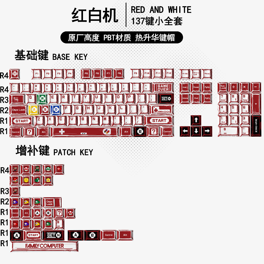 Gundam Comic Hundred Mixed Lamp Key Cap Original Height 136 Key Full Set Classic Simple Mechanical Keyboard Key Cap Key Meow