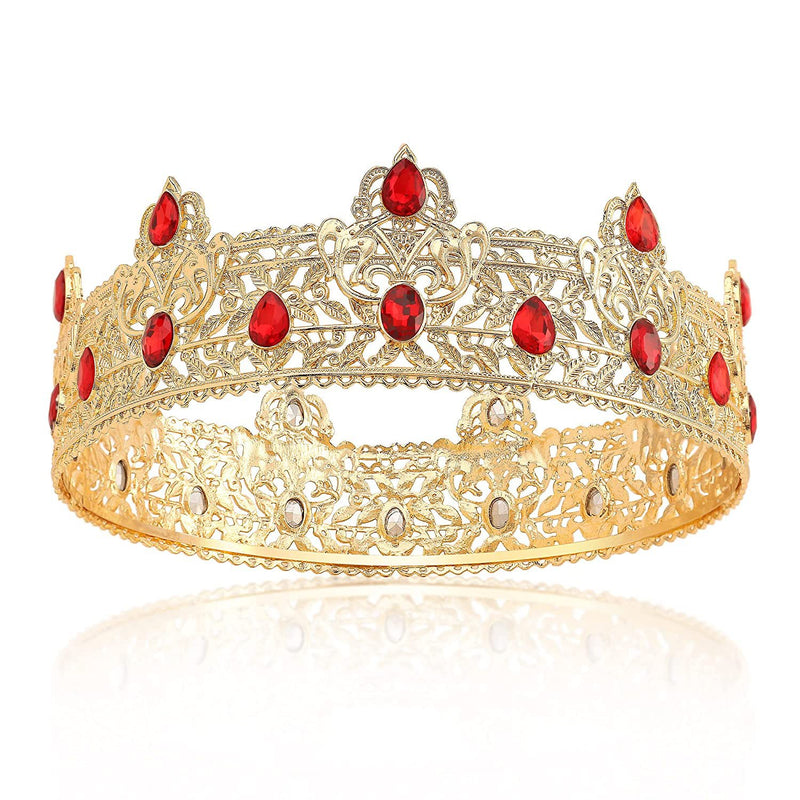 Men's golden king crown headdress adult birthday crown stage opera performance unisex round crown wholesale