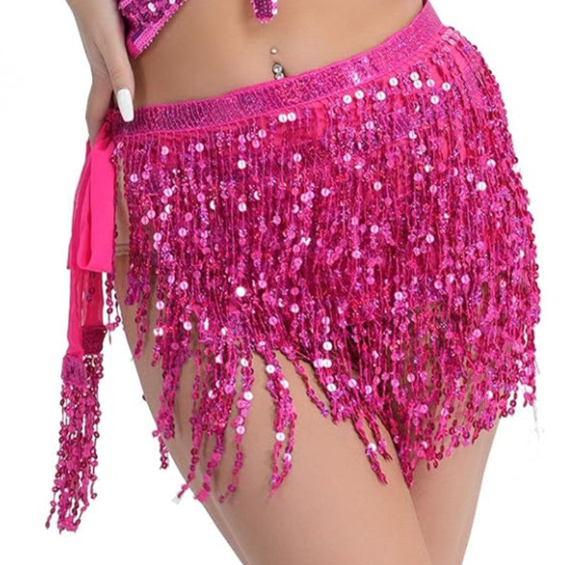 Halloween costume belly dance waist chain new four-layer sequins tassel belt waist towel hip towel skirt skirt skirt wholesale