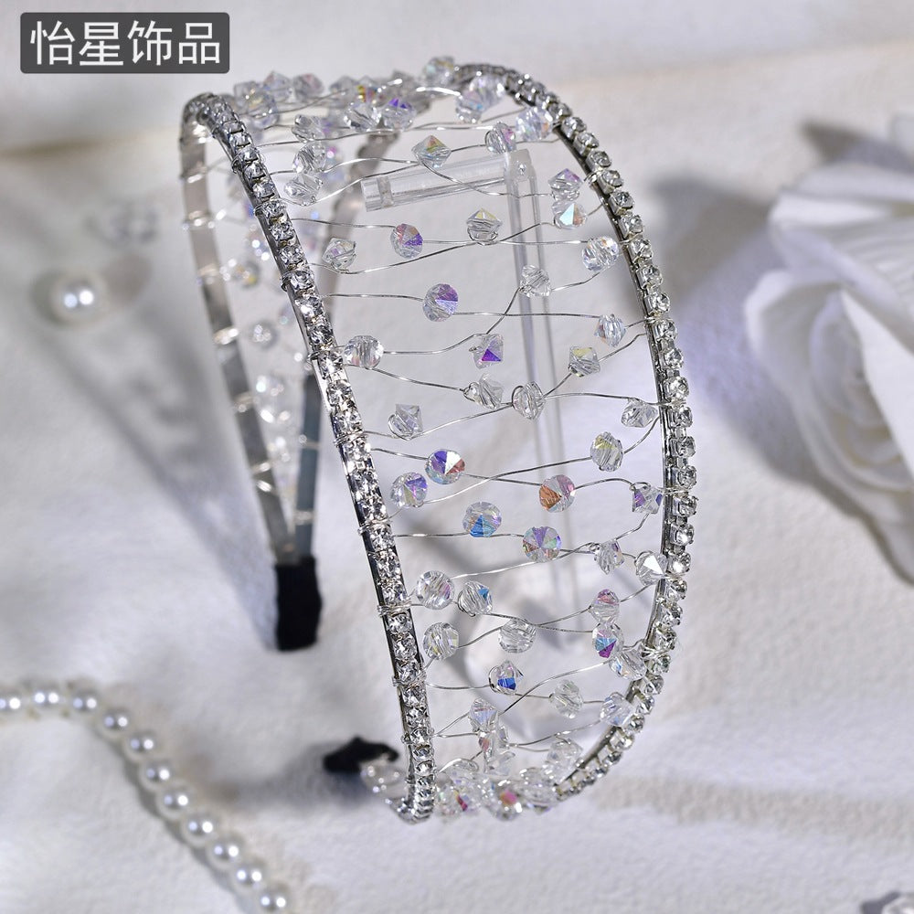 Yixing personalized all-match out headband light luxury high-grade woven mesh headdress shiny crystal wide-brimmed hair accessories A124