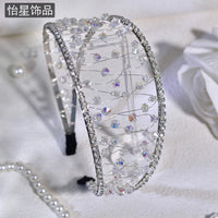 Yixing personalized all-match out headband light luxury high-grade woven mesh headdress shiny crystal wide-brimmed hair accessories A124