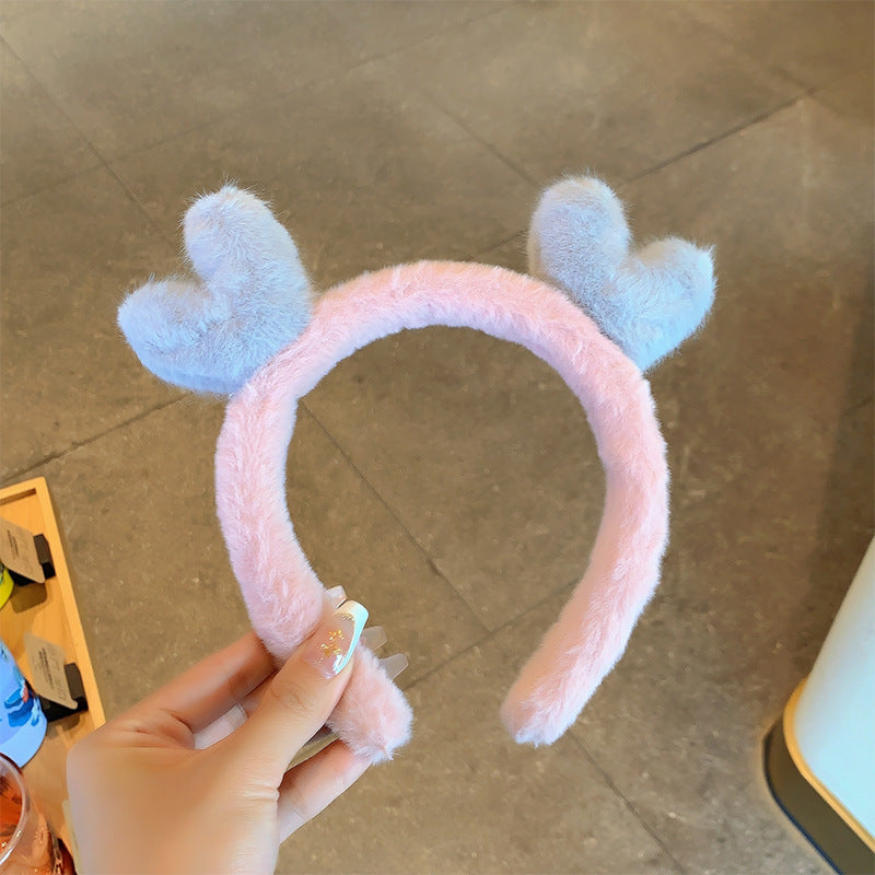 Bow cat ears plush headband face washing hair pressing non-slip headband sweet cute hair bundle children hairpin headdress