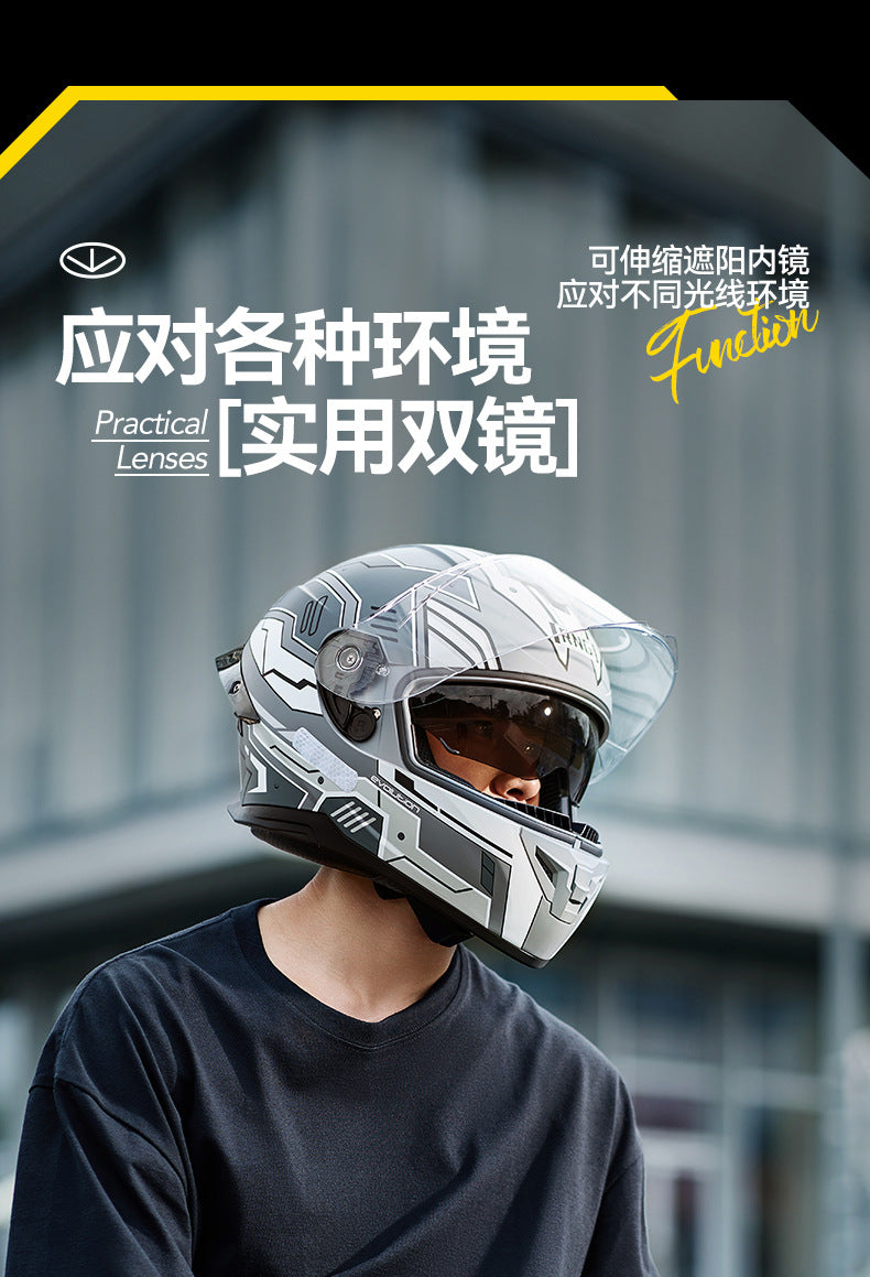 New National Standard 3C/Dot Certified Motorcycle Helmet Dual Lens with Bluetooth Headset Glasses Slot Full Face Motorcycle Helmet
